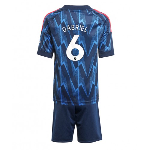 Otroški Nogometni dresi Arsenal Gabriel Magalhaes #6 Gostujoči 2025-26 Kratek Rokav (+ Kratke hlače)